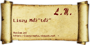 Liszy Máté névjegykártya
